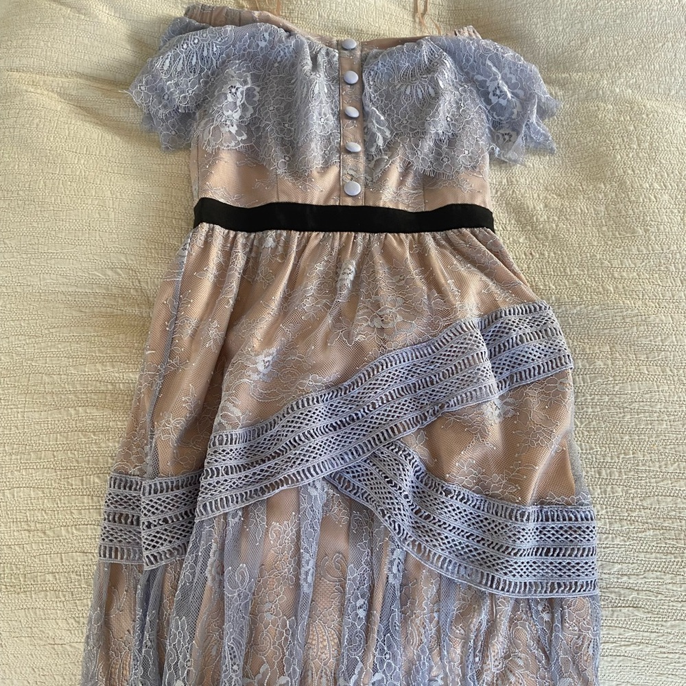 Off the shoulder lilac/blue dress